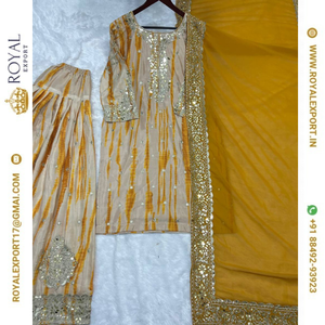 <b>Presenting</b> New Ready-made Collection With Pure Chinnon Silk and Heavy Embroidery Work Top-Patiala and Dupatta Set - Product Image 3