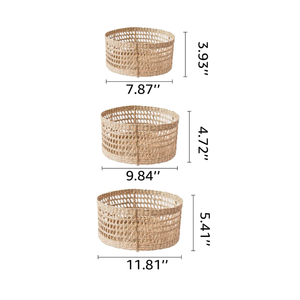 Set of 3 Round Seagrass <b>Baskets</b> Wall Decor Seagrass Decorative <b>Baskets</b> for Fruits and Decorative Collections - Product Image 6