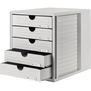 HAN SYSTEMBOX Light Gray Desktop & <b>Drawer</b> Organizer with 5 <b>Drawers</b> DIN C4 Polystyrene Housing Color Light Gray" - Product Image 1