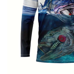 Camisas de Pesca Deportivas Personalizadas para Hombre con Logotipo, Camisas de Pesca para Exteriores con Estampado por Sublimación, de Poliéster y Elastano que Absorben la Humedad - Product Image 2