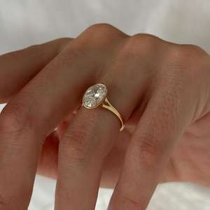 2 Carat Oval Lab Grown Diamond Solitaire <b>Ring</b> , Bezel Set Diamond Engagement <b>Ring</b> , 2ct Oval <b>Split</b> Shank <b>Ring</b> , IGI Certified - Product Image 2