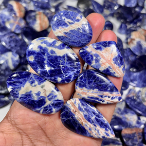Cabujón de sodalita natural, piedras semipreciosas lisas hechas a mano sueltas, grado AAA, certificado por terceros, todas las formas, tamaños curativos - Product Image 2