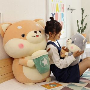 Lindo Peluche Grande de Perro <span class=keywords><strong>Akita</strong></span>, Juguete de Peluche Shiba <span class=keywords><strong>Inu</strong></span>, Taza de Leche, Marioneta, Muñeco de Peluche Suave, Regalos de Cumpleaños para Niños y Adultos - Product Image 1