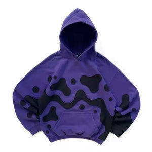 Sweat à capuche unisexe en polaire lourd d'hiver personnalisé, patchwork bicolore avec surpiqûres contrastées, coupe à épaules tombantes - Product Image 5