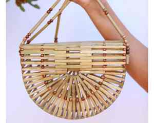 กระเป๋าไม้ไผ่น้ำหนักเบาทำจากถุงไม้ไผ่ธรรมชาติเหมาะสำหรับชุดชายหาดสไตล์ประจำวันและโปรโมชั่นบูติก - Product Image 4