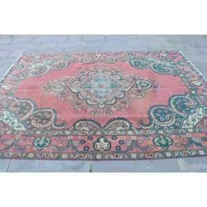 พรมตุรกีขนาดใหญ่ 6.8x9.3 ฟุต พรมวินเทจ พรมลายดอกไม้สีแดง - Product Image 4