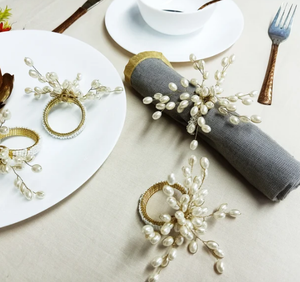 ชุดแหวนผ้าเช็ดปากลูกปัดมุก4ชิ้น - Product Image 2