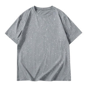 T-shirt surdimensionné personnalisé avec strass, qualité supérieure, respirant, écologique, 100% coton, manches courtes, vêtement tendance - Product Image 1