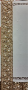 Custom Made Embroidered Silk Grosgrain <b>Bronze</b> Ethnic Designs Various Sizes with Dew <b>Drop</b> Shaped Pearls for Gift Use Bow Pattern - Product Image 2