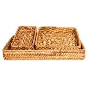 Les meilleures ventes Lavihexco rotin plateaux de service ensemble de 3 Handwicker haute qualité taille personnalisable en gros du Vietnam - Product Image 1