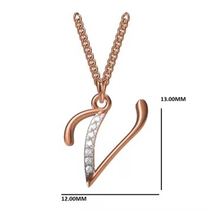 Collier pendentif en forme de V de créateur, best-seller, pour femmes, élégant, avec charme en lettre or rose, or 18 carats, cadeau parfait pour elle - Product Image 4