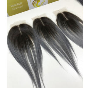 Extensiones de cabello humano crudo Bonestraight Remy vietnamita de alta calidad, trama plana frontal de encaje, cierre de Color personalizable, todos los tamaños - Product Image 1