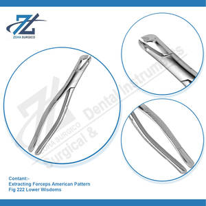 Fórceps de extracción Patrón americano Fig 222 Lower Wisdoms Alemán de alta calidad Starnderd Instrumentos quirúrgicos dentales Pakistán - Product Image 4