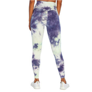 Leggings de entrenamiento de cintura alta con estampado Tie-Dye para mujer Yoga a prueba de sentadillas con bolsillos para deportes de gimnasio - Product Image 3