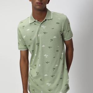 เสื้อโปโลแขนสั้นสำหรับผู้ชาย, เสื้อโปโลพิมพ์ลายเรียบๆแห้งเร็วสำหรับใส่กลางแจ้งฤดูร้อน - Product Image 3
