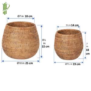 Maceta de Ratán Tejida a Mano de Nuevo Diseño para Árboles, Cestas Redondas de Mimbre Hechas por VgreenArt de Vietnam - Product Image 1