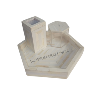 Luxueux plateau d'incrustation d'os en MDF brûleur d'encens taille personnalisée ensemble Madkhan en résine avec incrustation de nacre cadeau parfait pour les amis - Product Image 1