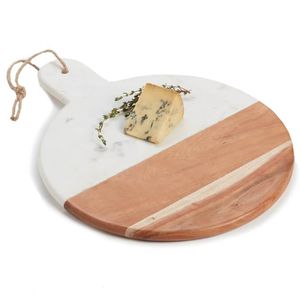 Planche à découper et plateau de service en bois d'acacia et marbre, écologique, durable, style américain, look tendance - Product Image 4