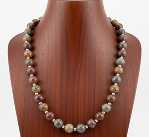 สร้อยข้อมือและสร้อยคอประดับคริสตัลแจสเปอร์ขนาด 18 นิ้ว แบบยูนิเซ็กซ์ ชุบทองคำขาวแบบทิเบต พร้อมตัวล็อคแบบเงินทิเบต ผูกด้วยมือ ได้รับการรับรองจากผู้ที่สาม เหมาะสำหรับเป็นของขวัญ - Product Image 2