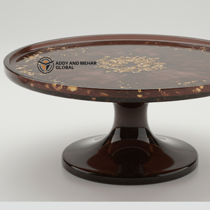 Support à gâteau rond en résine marron élégant, design écologique non toxique, passe au lave-vaisselle, plat de service contemporain pour gâteaux et friandises - Product Image 2