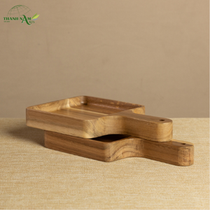 Planche à découper et à servir carrée en bois d'acacia - Conception à double usage, écologique, lavable au lave-vaisselle, 3 cm d'épaisseur - Product Image 6