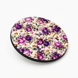Modern Purple Rose MDF <b>Coasters</b> Handmade Floral Print <b>Round</b> <b>Coaster</b> Set 9cm Diameter From REHMAN CRAFT - Product Image 5