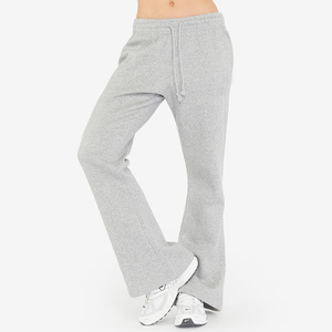 Wholesale Autumn Winter <b>Women's</b> <b>Fleece</b> Knit Straight Leg Trousers Mid Elastic Waist Charcoal Grey Anti-Pilling Breathable - Product Image 5