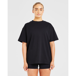 Meilleure qualité noir surdimensionné femmes ascenseur t-shirt manches courtes Super doux léger concepteur décontracté Fit Gym Yoga entraînement t-shirt - Product Image 1