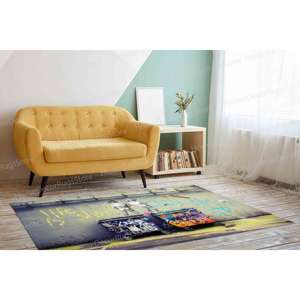 Chill The Out Printed <b>Rug</b>, Large Banksy Life Is Short Design,Chenille <b>Rug</b> - Product Image 4