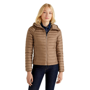 Veste matelassée à bulles pour femme, couleur marron unie, design personnalisé OEM, coque en nylon matelassée, rembourrage en polyester, respirante, fermeture éclair - Product Image 1