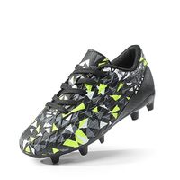 DREAM PAIRS Chaussures de football pour garçons, chaussures de football pour enfants, tige synthétique, taille 13, petit enfant, noir/néon/vert HZ19003K