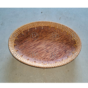 Plateau de service en bois de rotin elip fabriqué à la main pour la maison pour servir des ustensiles de cuisine de fruits et légumes de l'usine du Vietnam - Product Image 1