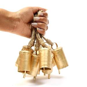 Best Selling Rustic Handmade <b>Brass</b> Cow Bell With Rope Handle Suitable For Hanging On Doors Windows And Outdoor Gardens Daily - Product Image 5