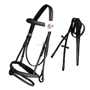 Brida de caballo con relleno suave de cuero de alta calidad, banda para la frente cosida de lujo, equipo de caballo al por mayor, fabricante al por mayor - Product Image 3