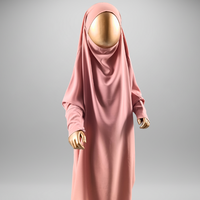 Robe Jilbab Abaya pour femmes et enfants musulmans, en laine pêche, longueur ras du sol, écologique, respirante, lavable, modeste, simple, pour soirée/formelle