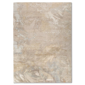 Tapis en laine et soie noués à la main Entropy Ivory, coton biologique, motif abstrait, pour couloir, salon, tapis en jute pour la décoration intérieure - Product Image 1