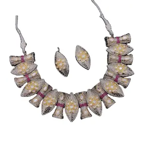 Indian Jewelry Heavy Wedding Kundan Necklace Set