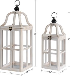 2 uds. Decoración de farol de madera de granja, 2 tamaños, vela rústica para exteriores, candelabros de blanqueamiento, mesa decorativa, decoración del hogar - Product Image 2