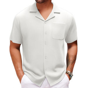 Camisas de Vestir para Hombre con Cuello Cubano, Tejido de Sarga 100% Algodón, Suministro Directo de Fábrica B2B, con Logotipo Personalizado, Venta al Por Mayor - Product Image 3