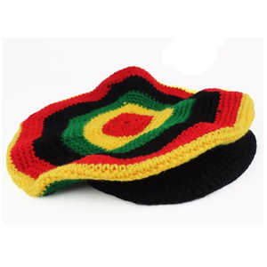 Paneles Rasta de gran tamaño Jamaica Beanie Hat Brim 100% Lana Circunferencia de cabeza ajustable Carácter impreso digital para ciclismo - Product Image 4