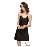 Chemises de nuit sexy pour femmes, en soie 100% tissée, respirantes, séchage rapide, sans manches, col en V, longueur genou, personnalisables, prix de gros abordable