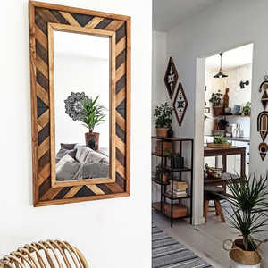 Aztec Wood Mirror Mosaic <b>3D</b> Vintage Art Deco <b>Design</b> for Home Living Room Decor Classic Framed Pattern Wall Art 4x3ft - Product Image 2