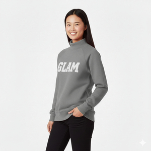 เสื้อสเวตเชิ้ตคอเต่าแขนยาวสำหรับผู้หญิง ดีไซน์ใหม่ ฤดูใบไม้ร่วง ฤดูหนาว สไตล์ลำลอง ปักลายด้านหน้า ผ้าฟลีซ สีและขนาดสามารถปรับแต่งได้ - Product Image 1
