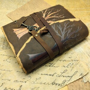 NEW ERA Tree Life Journal de haute qualité à couverture rigide en cuir gaufré vintage, reliure cousue, bords festonnés, fait main, papier sans bois, idéal pour cadeau - Product Image 2