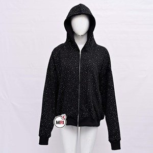 Streetwear Custom 380 to 500gsm Men's Cotton Fleece Hoodie with Rhinestones and <b>Applique</b> Embroidery Oversized Hoodies - Product Image 1