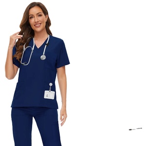 Nouvel arrivage de hauts d'infirmière médicale à col en V, pantalons confortables, uniformes d'hôpital d'été en toile, Offre Spéciale personnalisés de haute qualité - Product Image 3