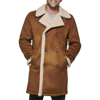 Trench-Coat en peau de mouton pour homme Manteau long coupe-vent chaud et robuste Vestes d'hiver en peau de mouton respirantes