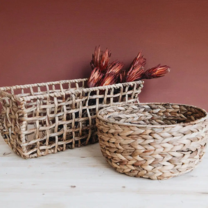 Cuenco tejido de jacinto de agua hecho a mano OEM-Cesta decorativa y de almacenamiento ecológica - Product Image 4