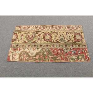 พรมตุรกีโบราณ ขนาด 1.8x3.3 ฟุต พรมขนสัตว์สีแดงลายปะติด - Product Image 3