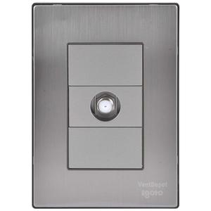 Placa de pared para cable de TV, MXIXF-001, 1 pieza, Conector coaxial, Plateado, Acero inoxidable/PC. - Product Image 1